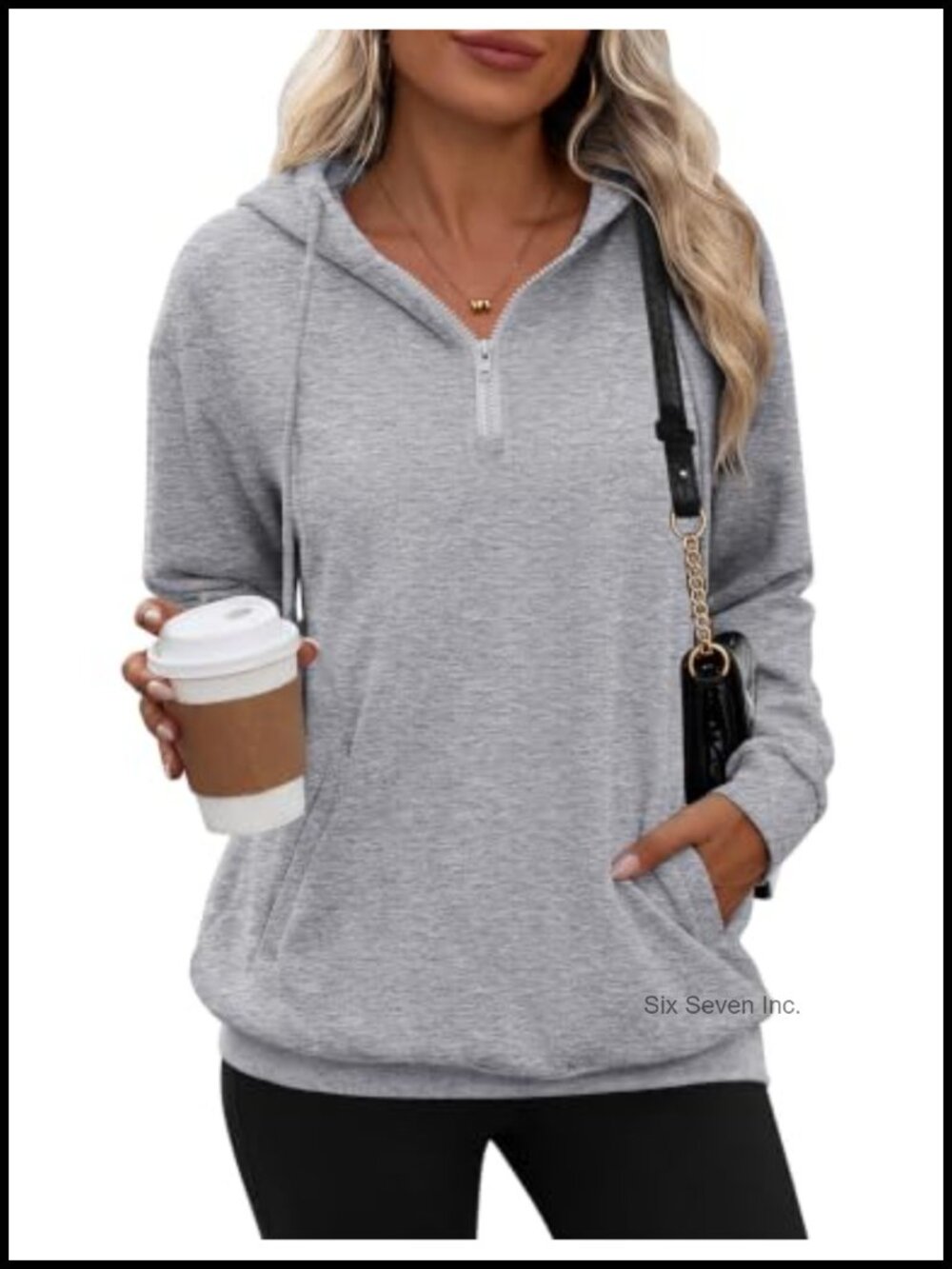 Oversized Half Zip Hoodie Sweatshirt Pullover with Pockets Loose Fit